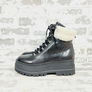 New Marc Fisher PiersonBlack  Lug Sole Lace Up Platform Bootie K117